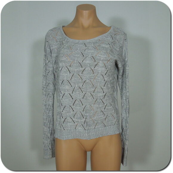 GRG Sweater XS Montreal Womens Gray Open Knit Lightweight - Picture 1 of 6